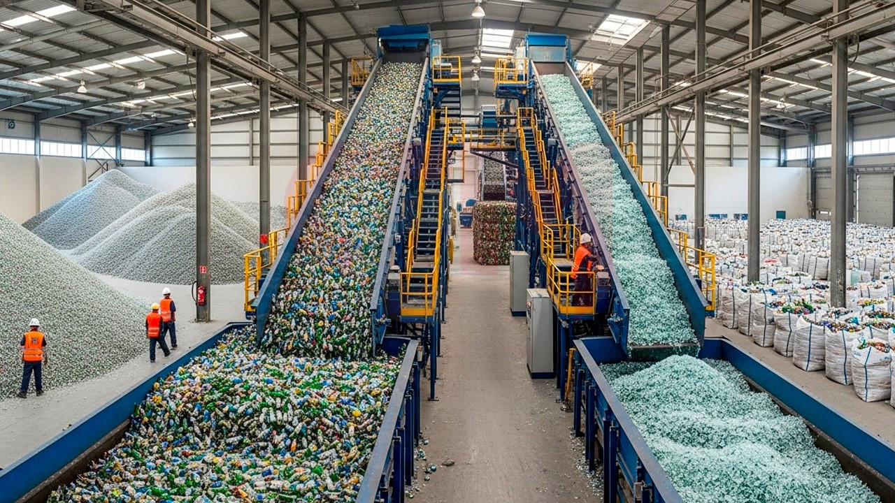 Комплекс раздельного сбора и прессования вторсырья  (PET/HDPE/PP/бумага/металл/стекло)